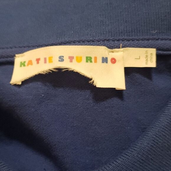 Stitch Fix | Katie Sturino Blue Race Stripe Polo Size L NWOT - Picture 4 of 5